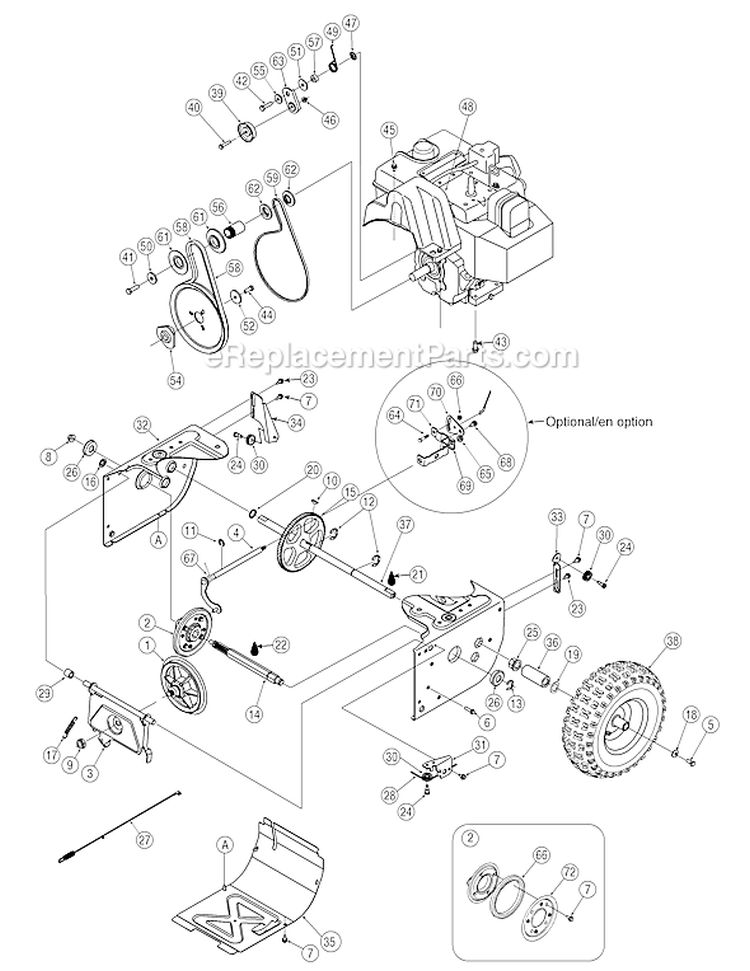 Page B Diagram and Parts List for 31AE6GLF801 2005-2 Yard Man Snow Blower